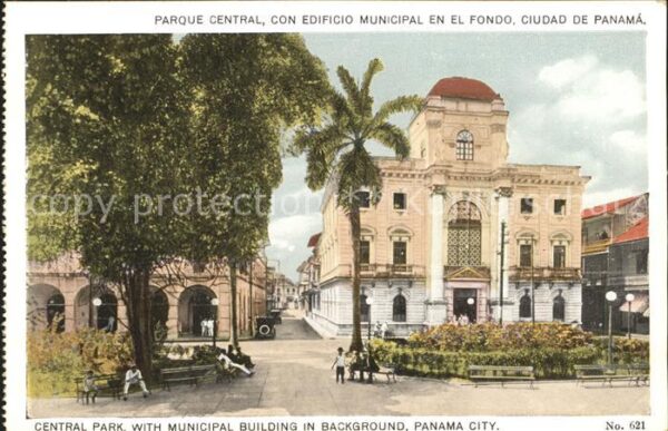 Panama City Panama Central Park with Municipal Building