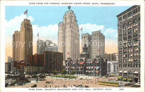 Detroit Michigan Dime Bank Majestic Building and City Ha