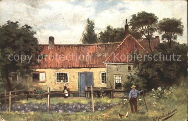 Kuenstlerkarte J. G. Gerstenhauer Bauernhaus