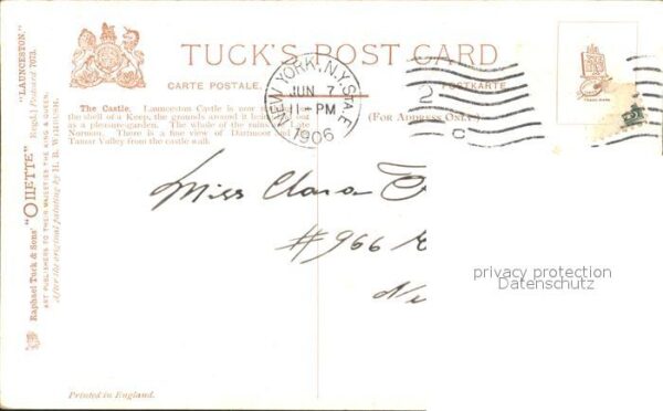 Verlag Tucks Oilette Nr. 7073 Launceston Castle H. B. Wimbush – Bild 2