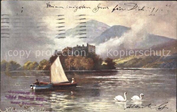 Verlag Tucks Oilette Nr. 7147 Kilchwin Castle Schottland Segelbo