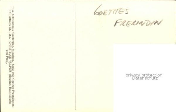 Goethe Johann Wolfgang von Christiane Vulpius F. A. Ackermann's Ve – Bild 2