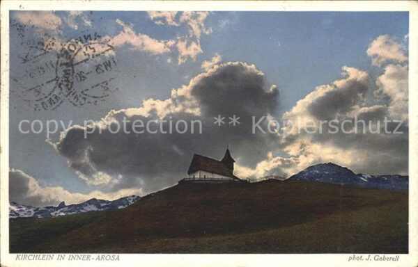 Foto Gaberell J. Nr. 2413 Kirchlein Inner-Arosa Bahnpost-Ste