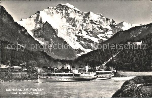 Dampfer Seitenrad Helvetia Interlaken Schiffeinfahrt Heim