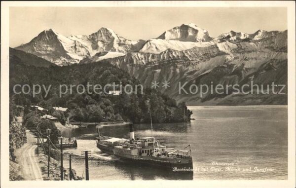 Dampfer Seitenrad Beatus Thunersee Beatenbucht Eiger Mönc