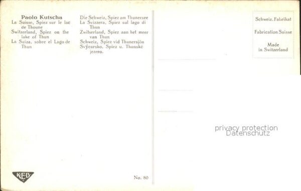 Kutscha Paolo Die Schweiz Spiez am Thunersee Nr. 80 – Bild 2