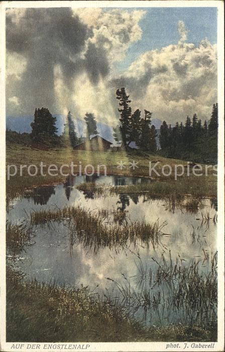 Foto Gaberell J. Nr. 2668 Engstlenalp Bäume Wolken