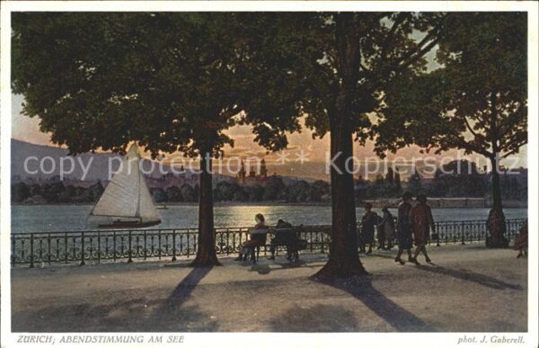 Foto Gaberell J. Nr. 10196 Zürich Abendstimmung am See Segel