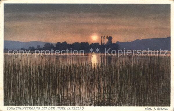 Foto Gaberell J. Nr. 2196 Sonnenuntergang Insel Lützelau