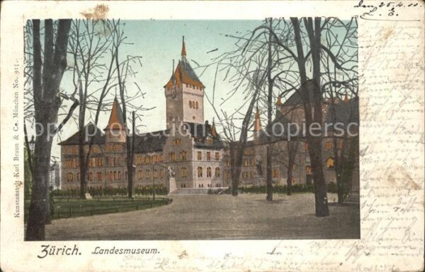 Goldfensterkarte Nr. 915 Zürich Landesmuseum Verlag Karl Bra