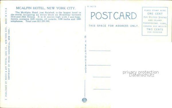 New York City Mc Alpin Hotel – Bild 2