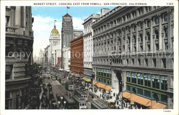San Francisco California Market Street looking east powell