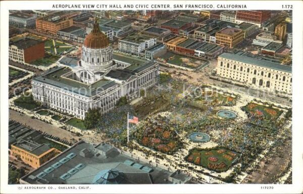 San Francisco California Aeroplane view City Hall Civic Center