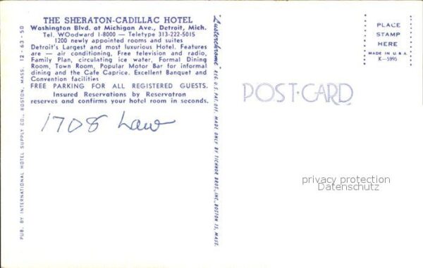 Detroit Michigan Sheraton Cadillac Hotel – Bild 2