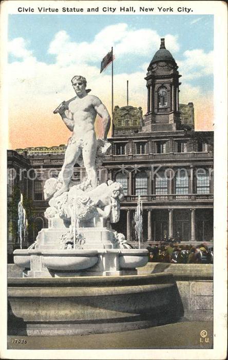 New York City Civic Virtue Statue and City Hall