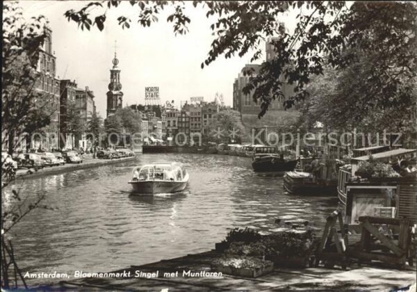 Amsterdam Niederlande Bloemenmarkt Singel met Munttoren