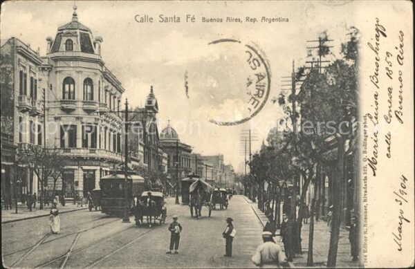 Buenos Aires Calle Santa Fé Strassenbahn Pferdewagen