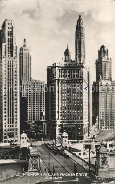 Chicago Illinois Michigan Avenue and Wacker Drive Skyscr