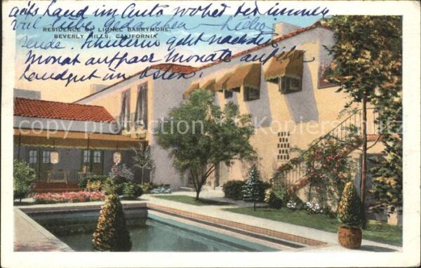 Beverly Hills California Residence of Lionel Barrymore Swimming