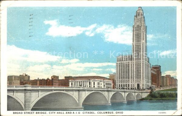 Columbus Ohio Broad Street Bridge City Hall A.I.U. Ci