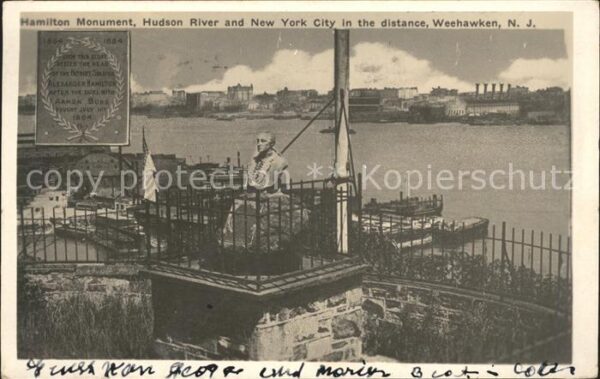 Weehawken New Jersey Hamilton Monument Hudson River New York