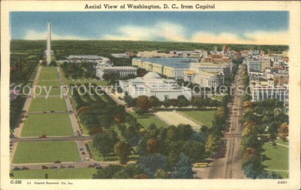 Washington DC Aerial view from Capitol Memorial Park