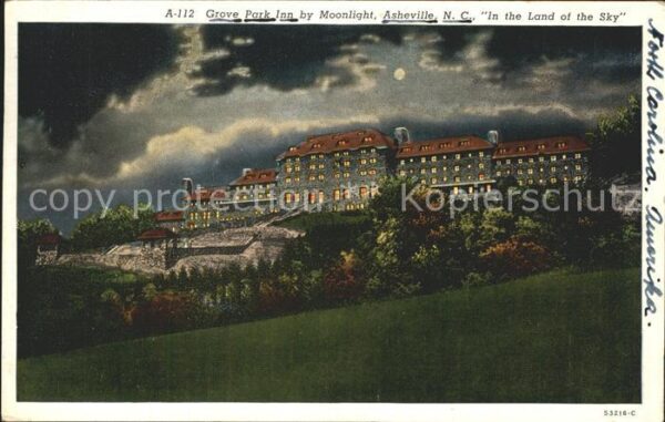 Asheville Grove Park Inn Hotel by moonlight