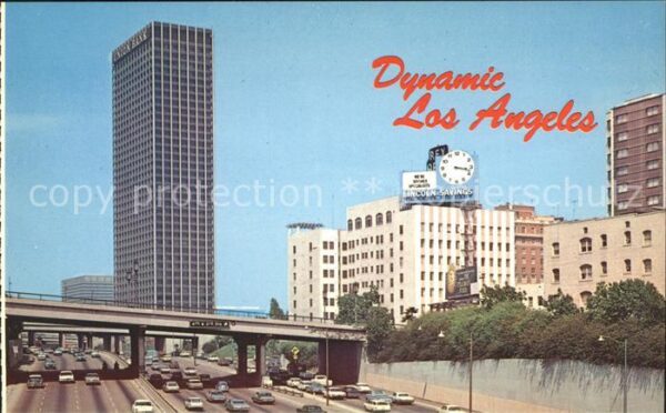 Los Angeles California Harbor Freeway Skyline Union Bank Build
