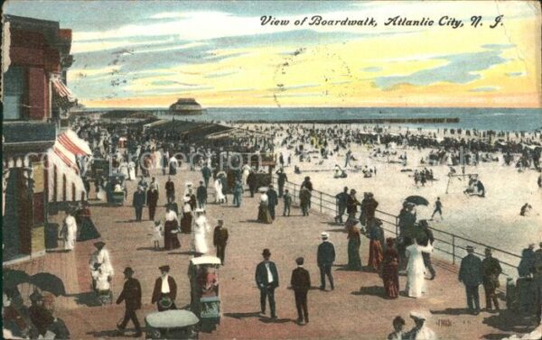 Atlantic City New Jersey View of Boardwalk Beach
