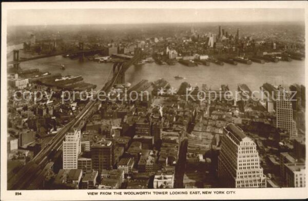 New York City View from the Woolworth Tower River Bri
