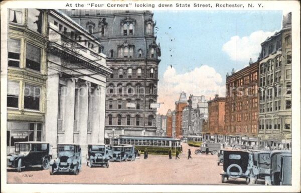 Rochester New York At Four Corners looking down State Stre