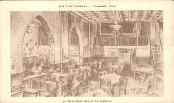 Delaware Ohio Bun's Restaurant Künstlerkarte Leichner
