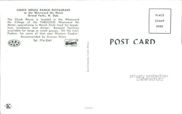 Grand Forks North Dakota Westward HO Motel Chuck House Ranch Res – Bild 2