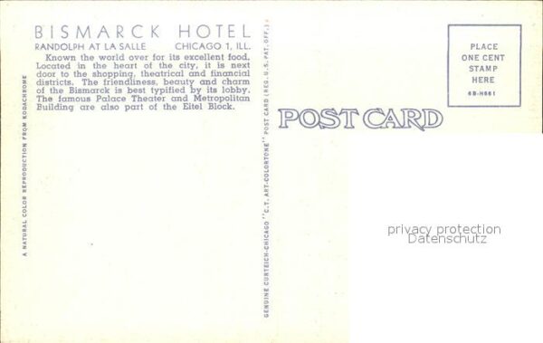 Chicago Illinois Bismarck Hotel Lobby – Bild 2
