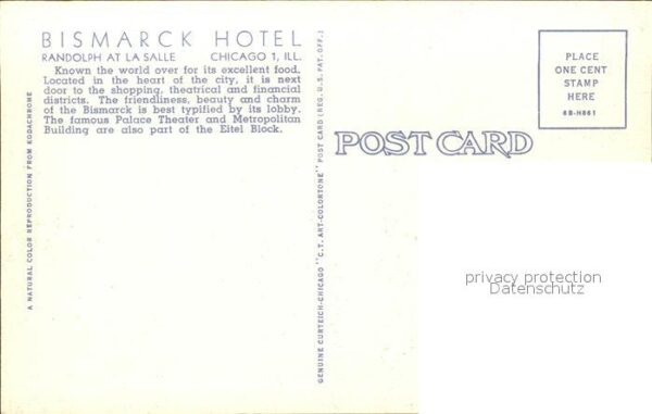 Chicago Illinois Bismarck Hotel Lobby – Bild 2