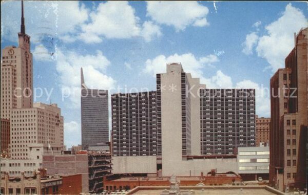 Dallas Texas Skyline Hilton Statler Hotel Mercantile