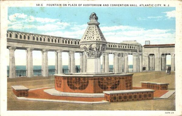 Atlantic City New Jersey Fountain on Plaza of Auditorium and Con