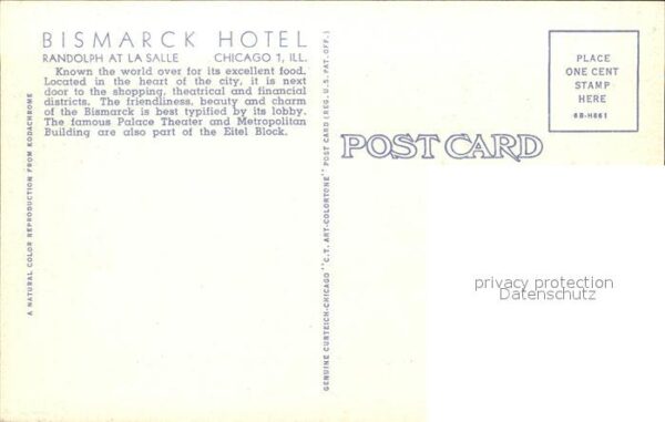 Chicago Illinois Bismarck Hotel Lobby – Bild 2