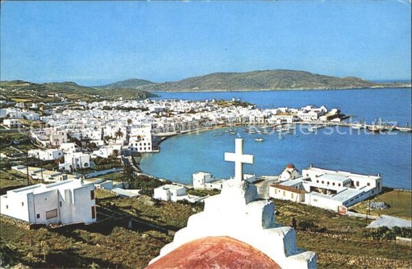 Mykonos Kykladeninsel Aegaeis Panorama Hafen