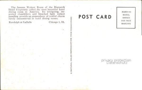 Chicago Illinois Walnut Room Bismarck Hotel – Bild 2