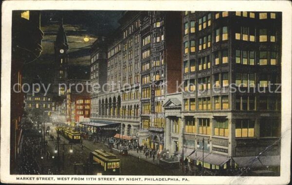 Philadelphia Pennsylvania Market Street by night