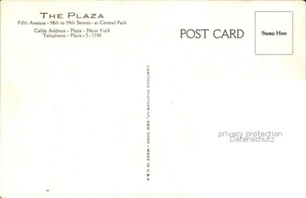 New York City The Plaza Hotel at Central Park – Bild 2
