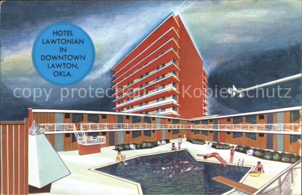 Lawton Oklahoma Hotel Lawtonian Swimming Pool Illustrat