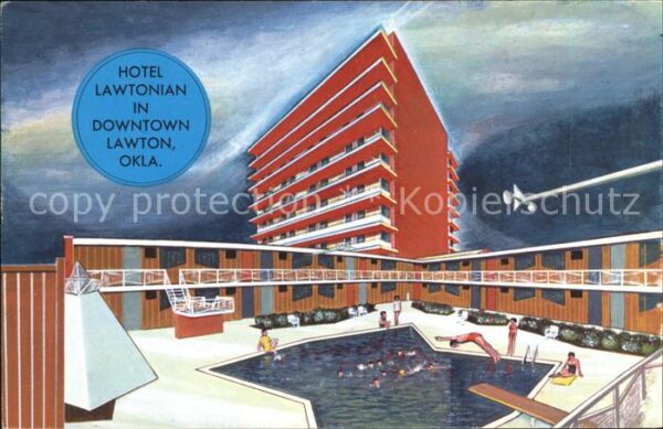 Lawton Oklahoma Hotel Lawtonian Swimming Pool Illustrat