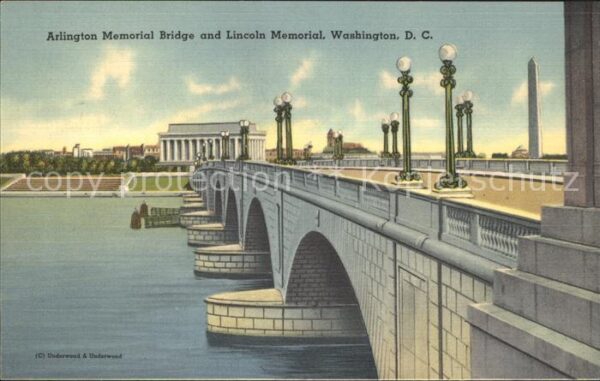 Washington DC Arlington Memorial Bridge and Lincoln M