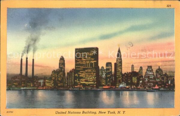 New York City United Nations Building Skyline
