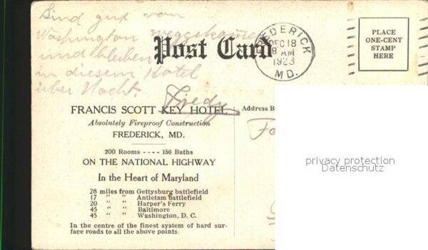 Frederick Maryland Francis scott Key Hotel Car – Bild 2