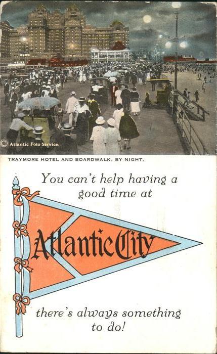 Atlantic City New Jersey Traymore Hotel and Boardwalk at Night