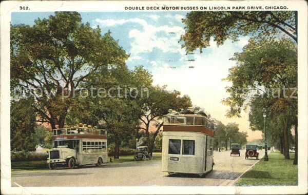 Chicago Illinois Double Deck Motor Busse on LIncoln Park