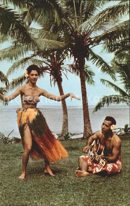 Tanz Taenzer Hula Girl Gitarre Kokosnusspalmen